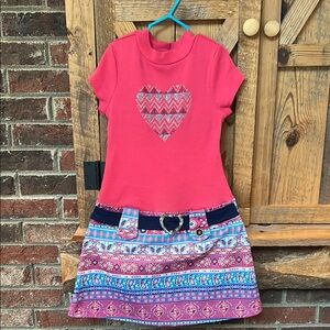 Pink Mock Neck Short Sleeve Casual Dress